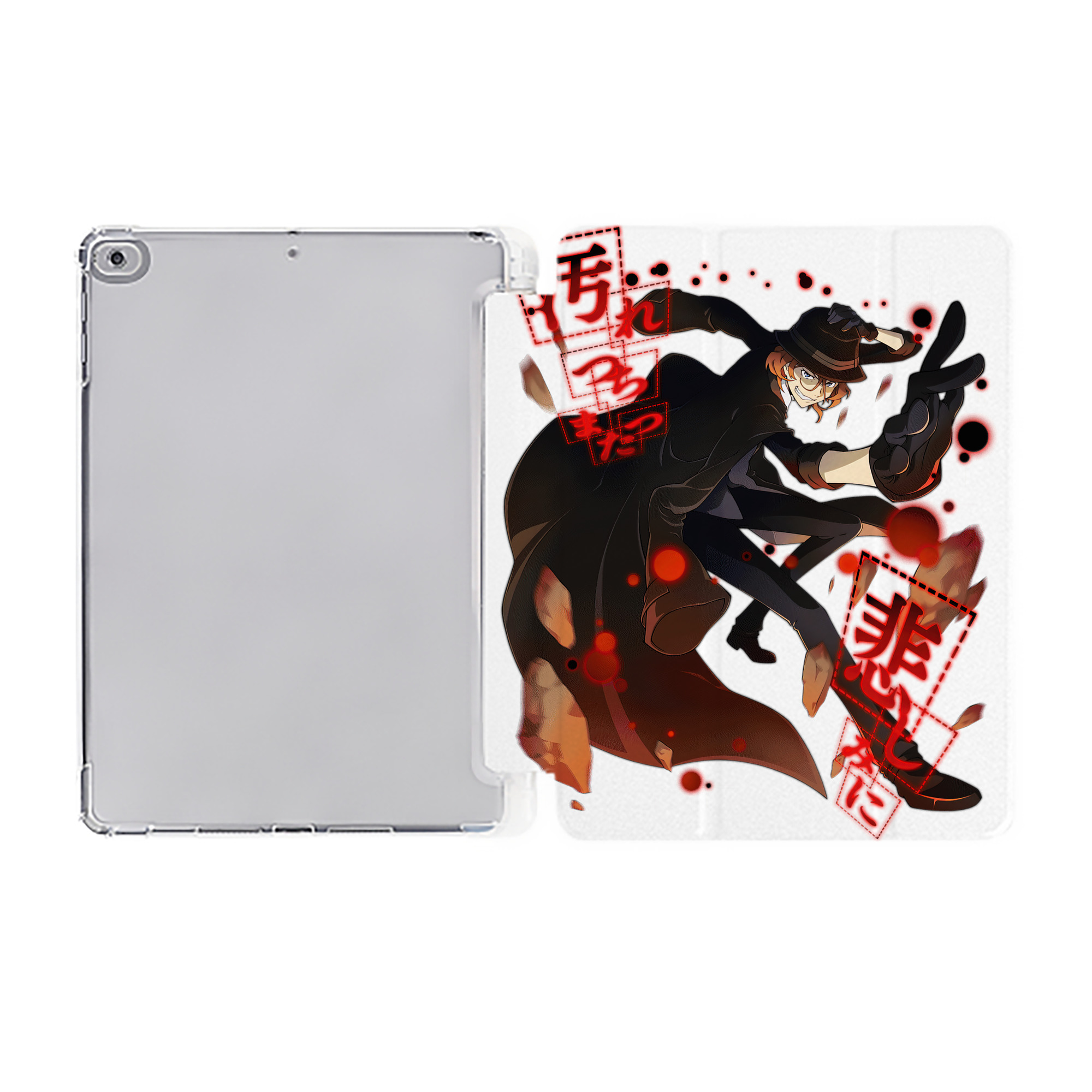 （画像用） 文豪ストレイドッグス Bungo Stray Dogs IPad ケース ペン収納付き 三つ折りスタンド PUレザー×シリコン 対応機種9.5/10.5/10.9インチ